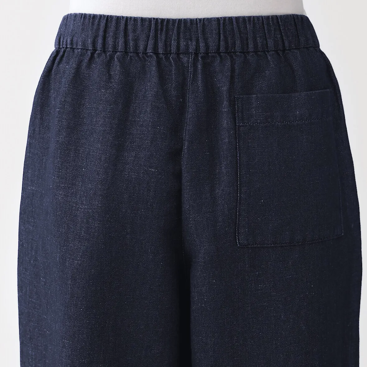 Sale Muji Pantalones vaqueros de pierna ancha y mezcla de lino para mujer Azul Marino Oscuro
