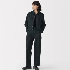 Clearance Muji Pantalones vaqueros de tejido washi para mujer Gris Oscuro