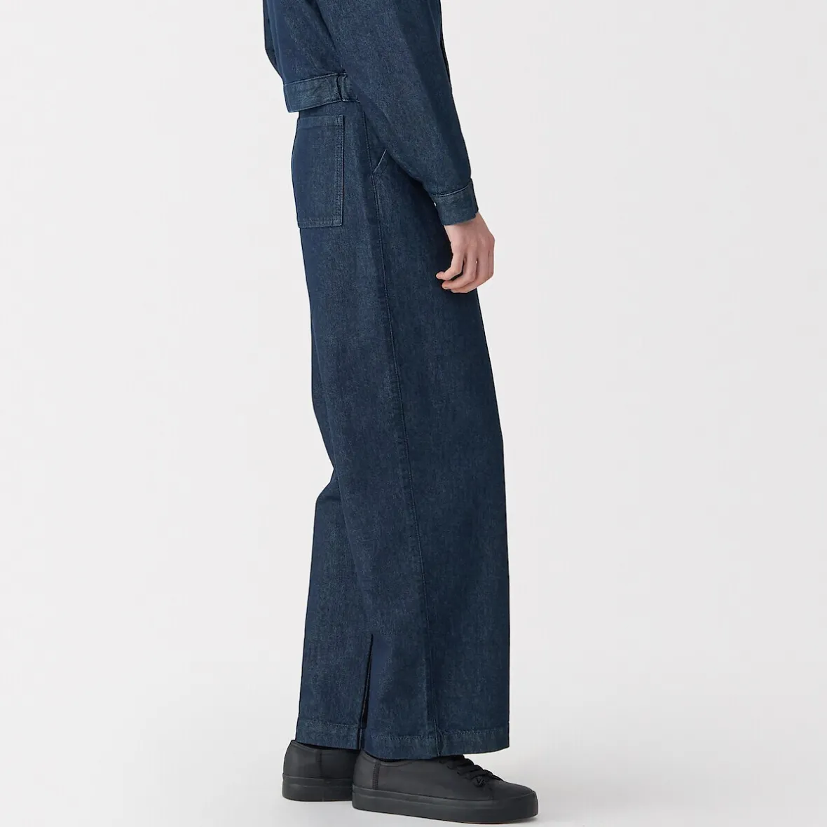 Outlet Muji Pantalones vaqueros de tejido washi para mujer ‐ Azul Marino Oscuro