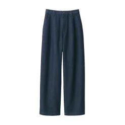 Outlet Muji Pantalones vaqueros de tejido washi para mujer ‐ Azul Marino Oscuro