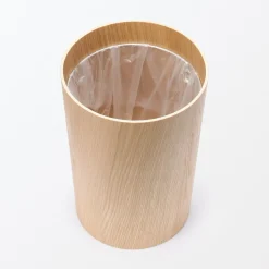 Clearance Muji Papelera redonda de madera con soporte de metal