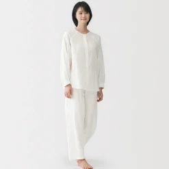 Clearance Muji Pijama de doble gasa con puntos dobby para mujer