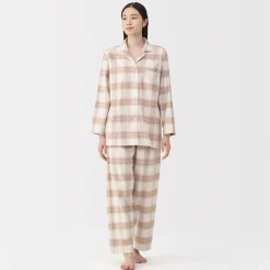 Sale Muji Pijama de franela sin costuras laterales para mujer