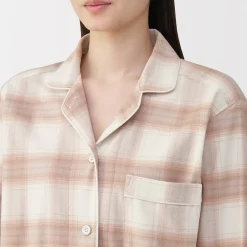 Sale Muji Pijama de franela sin costuras laterales para mujer