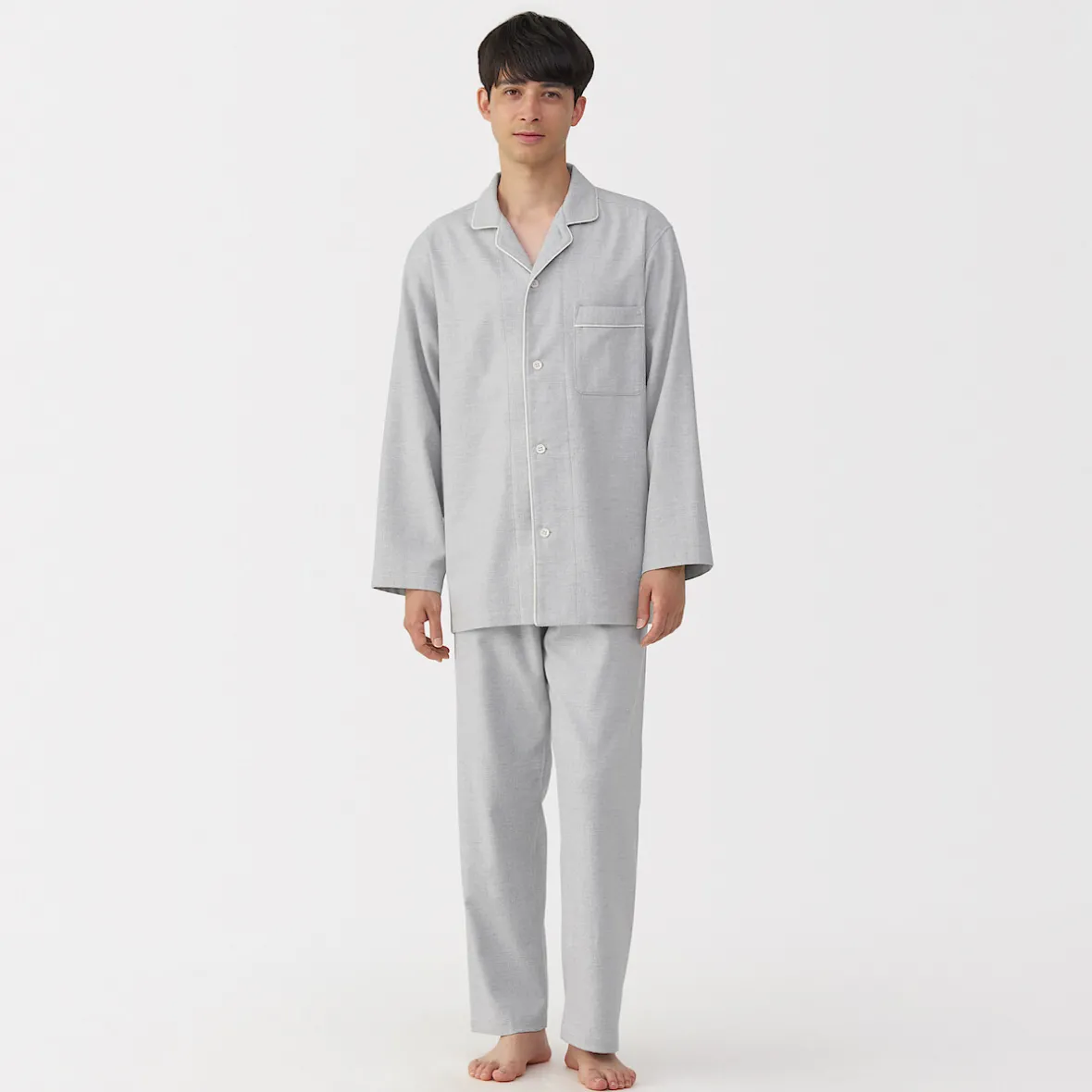 Outlet Muji Pijama de franela sin costuras laterales para hombre