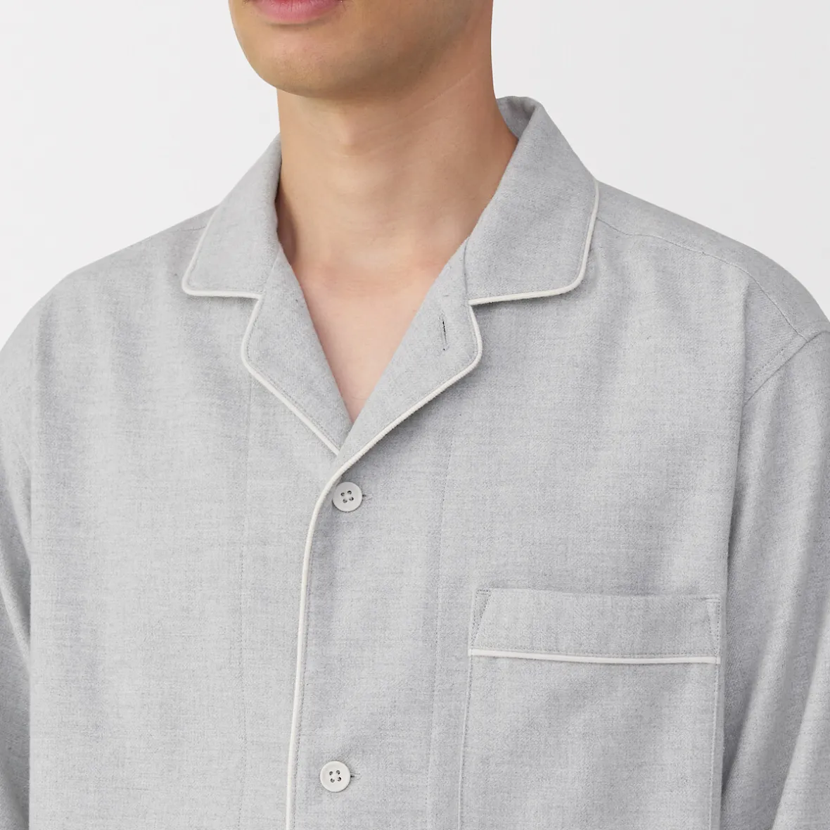 Outlet Muji Pijama de franela sin costuras laterales para hombre