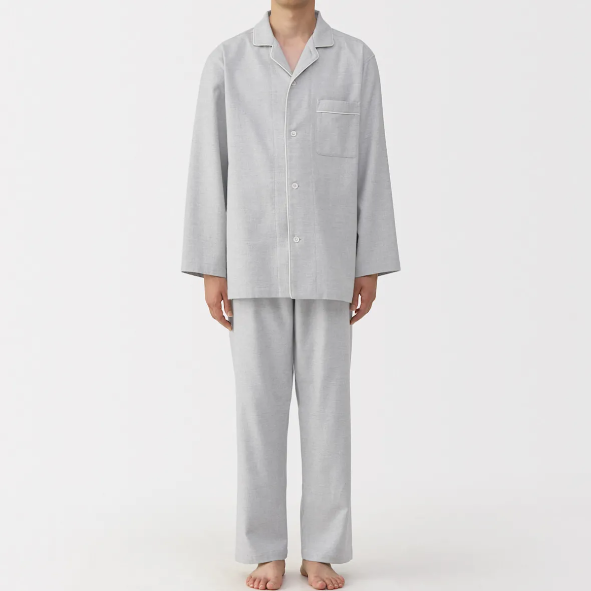 Outlet Muji Pijama de franela sin costuras laterales para hombre