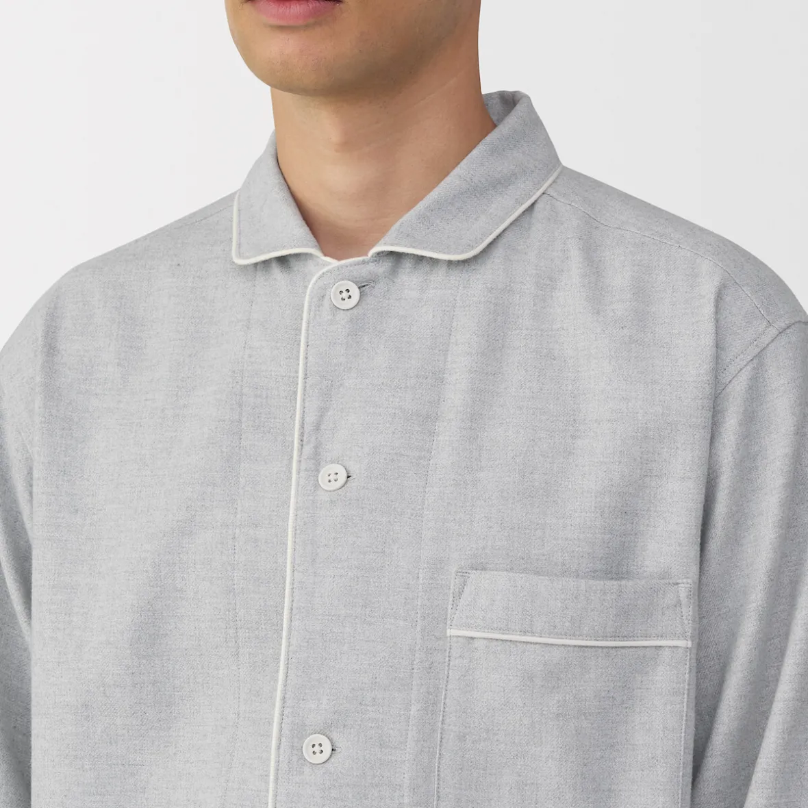 Outlet Muji Pijama de franela sin costuras laterales para hombre