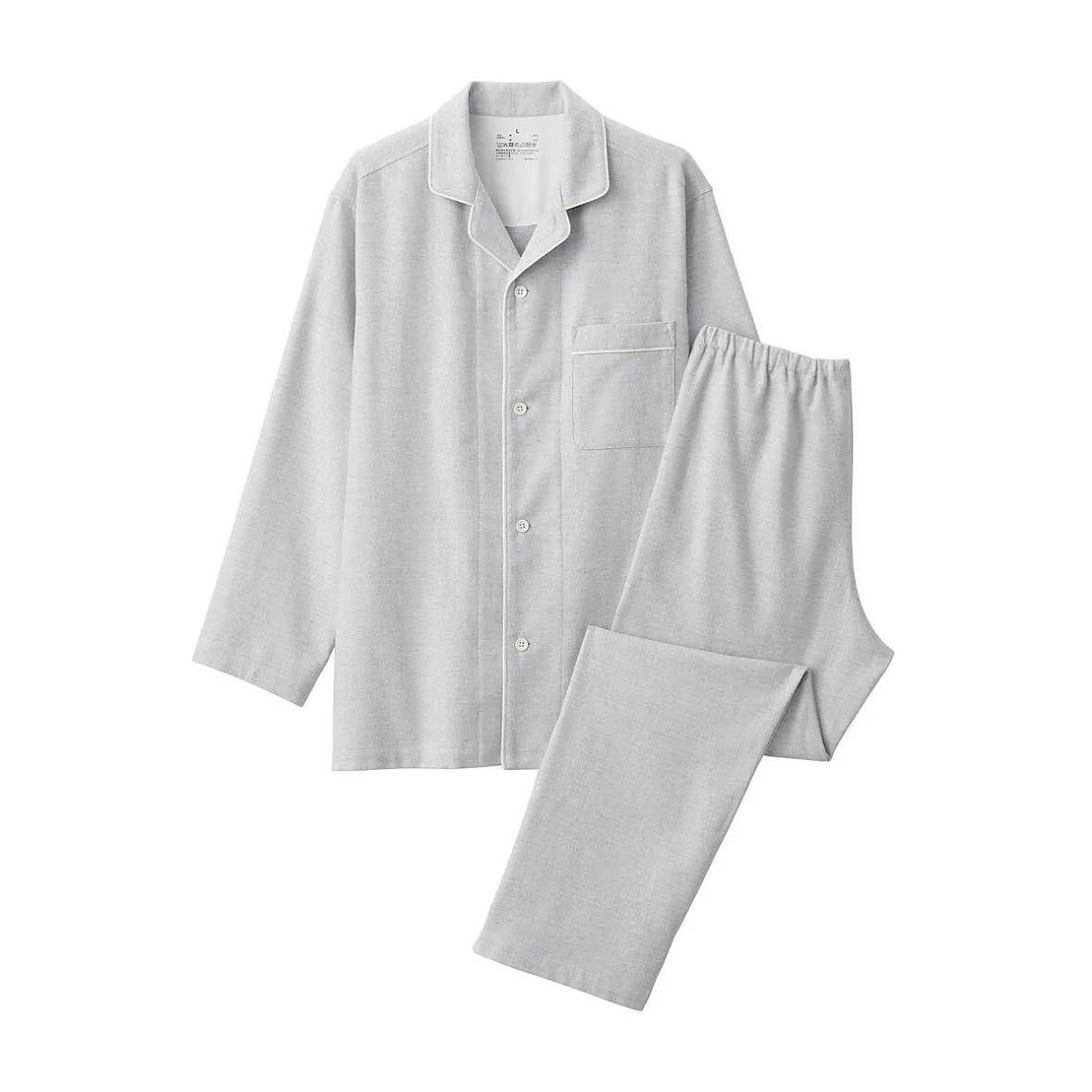 Outlet Muji Pijama de franela sin costuras laterales para hombre
