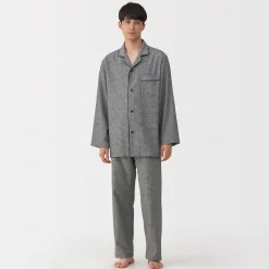 Outlet Muji Pijama de franela sin costuras laterales para hombre