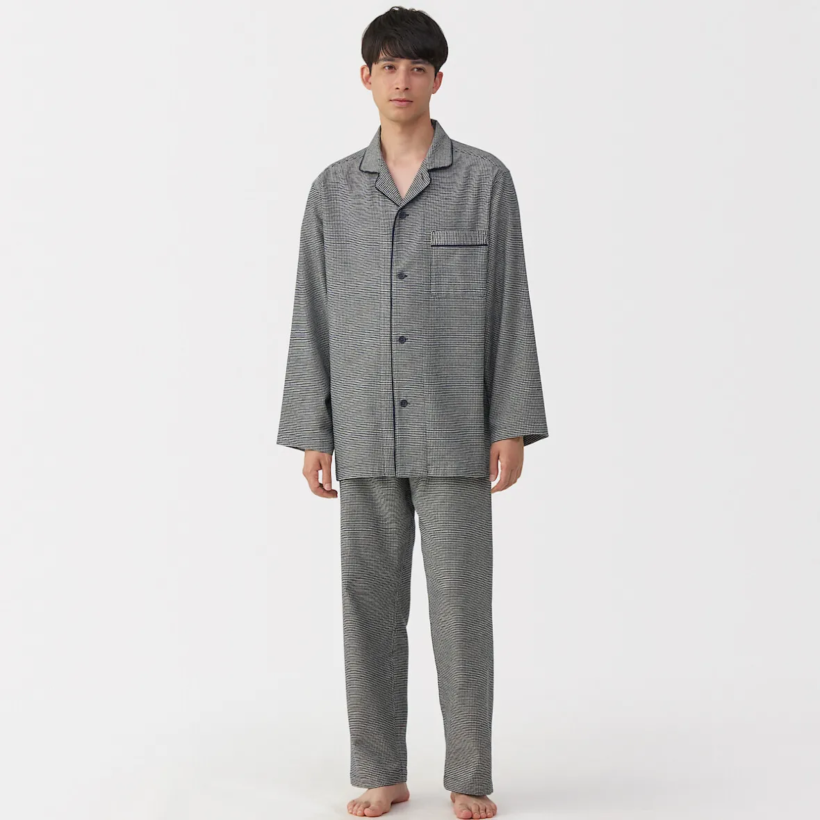 Outlet Muji Pijama de franela sin costuras laterales para hombre