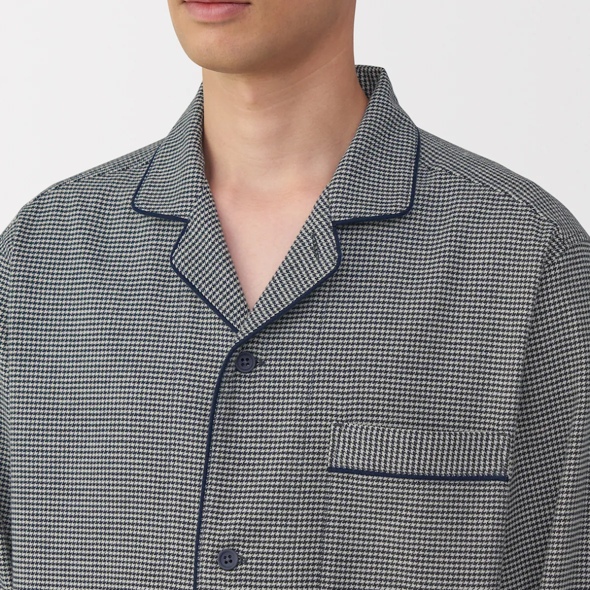 Outlet Muji Pijama de franela sin costuras laterales para hombre