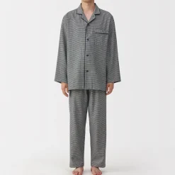 Outlet Muji Pijama de franela sin costuras laterales para hombre