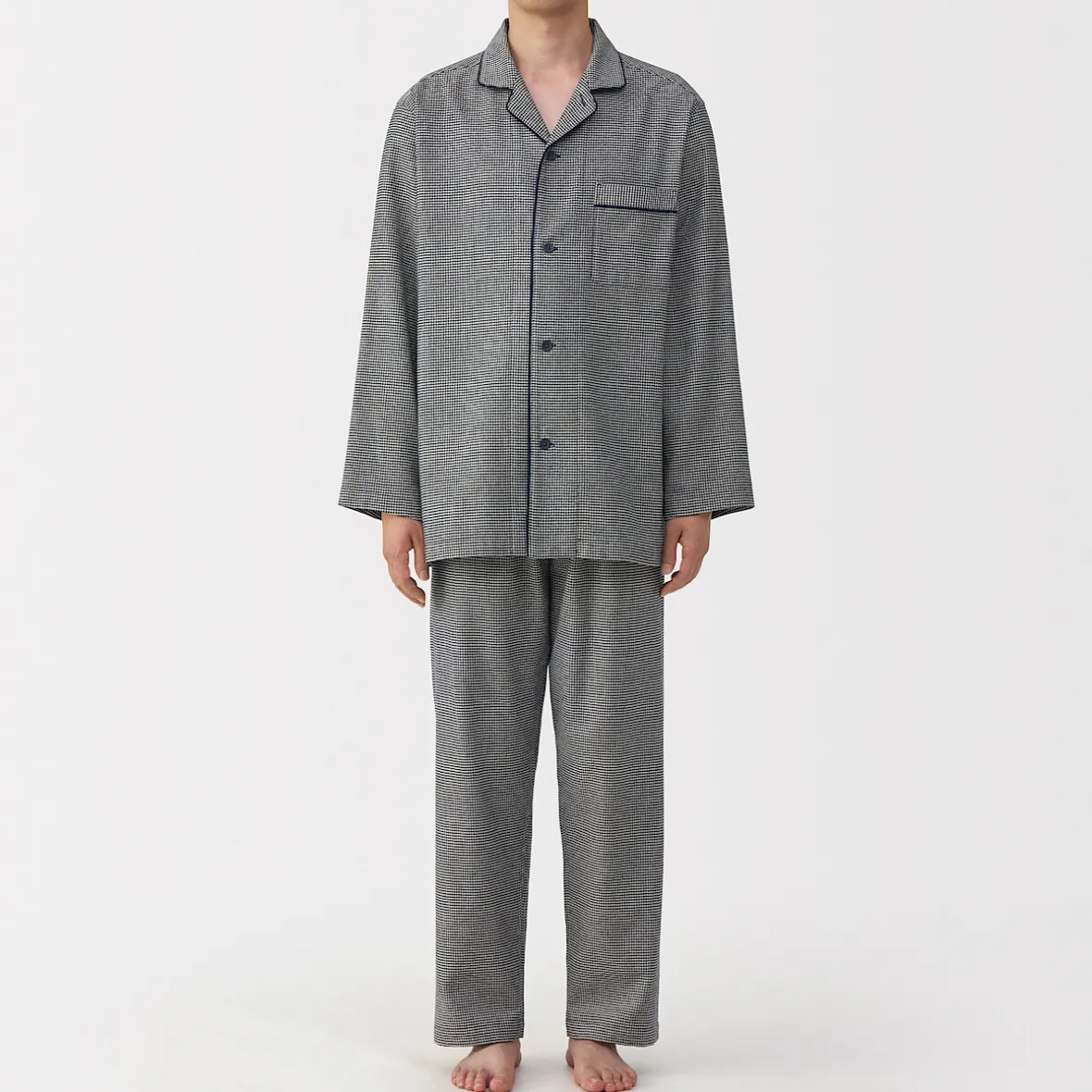 Outlet Muji Pijama de franela sin costuras laterales para hombre