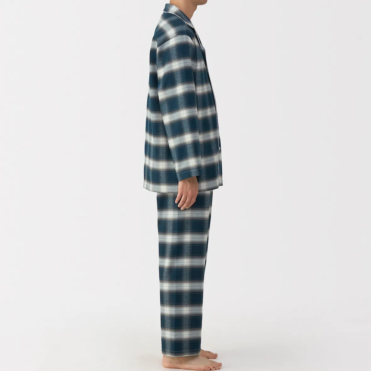 Outlet Muji Pijama de franela sin costuras laterales para hombre