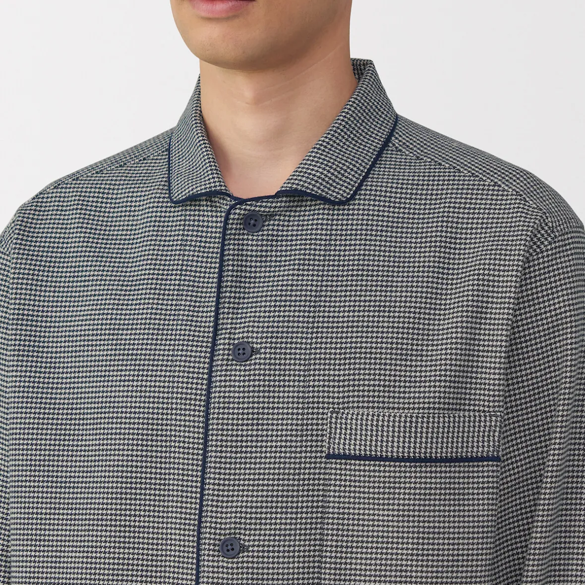 Outlet Muji Pijama de franela sin costuras laterales para hombre