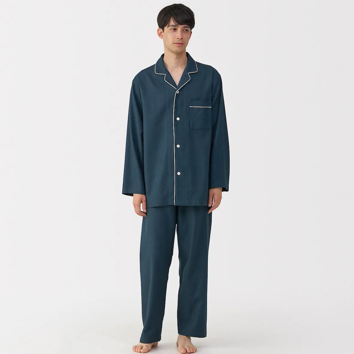 Outlet Muji Pijama de franela sin costuras laterales para hombre