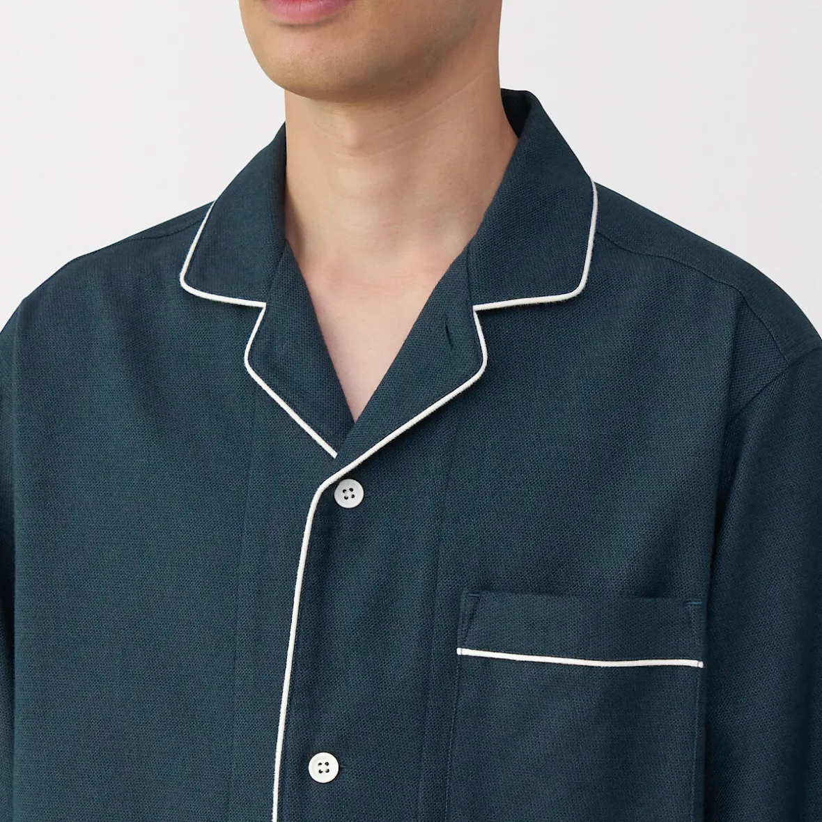 Outlet Muji Pijama de franela sin costuras laterales para hombre