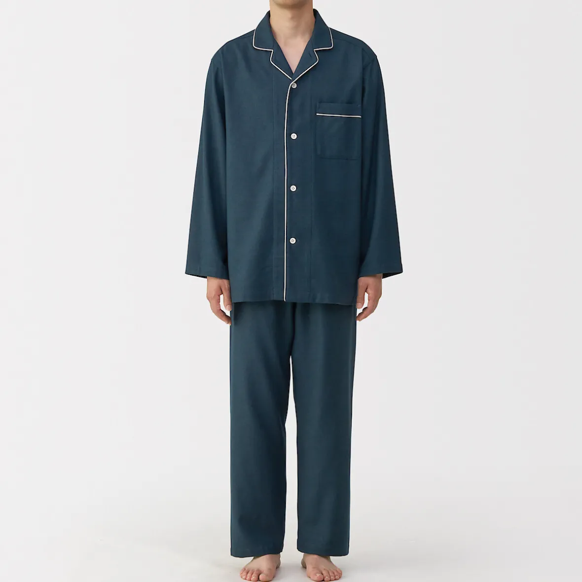 Outlet Muji Pijama de franela sin costuras laterales para hombre