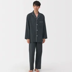 Outlet Muji Pijama de franela sin costuras laterales para hombre