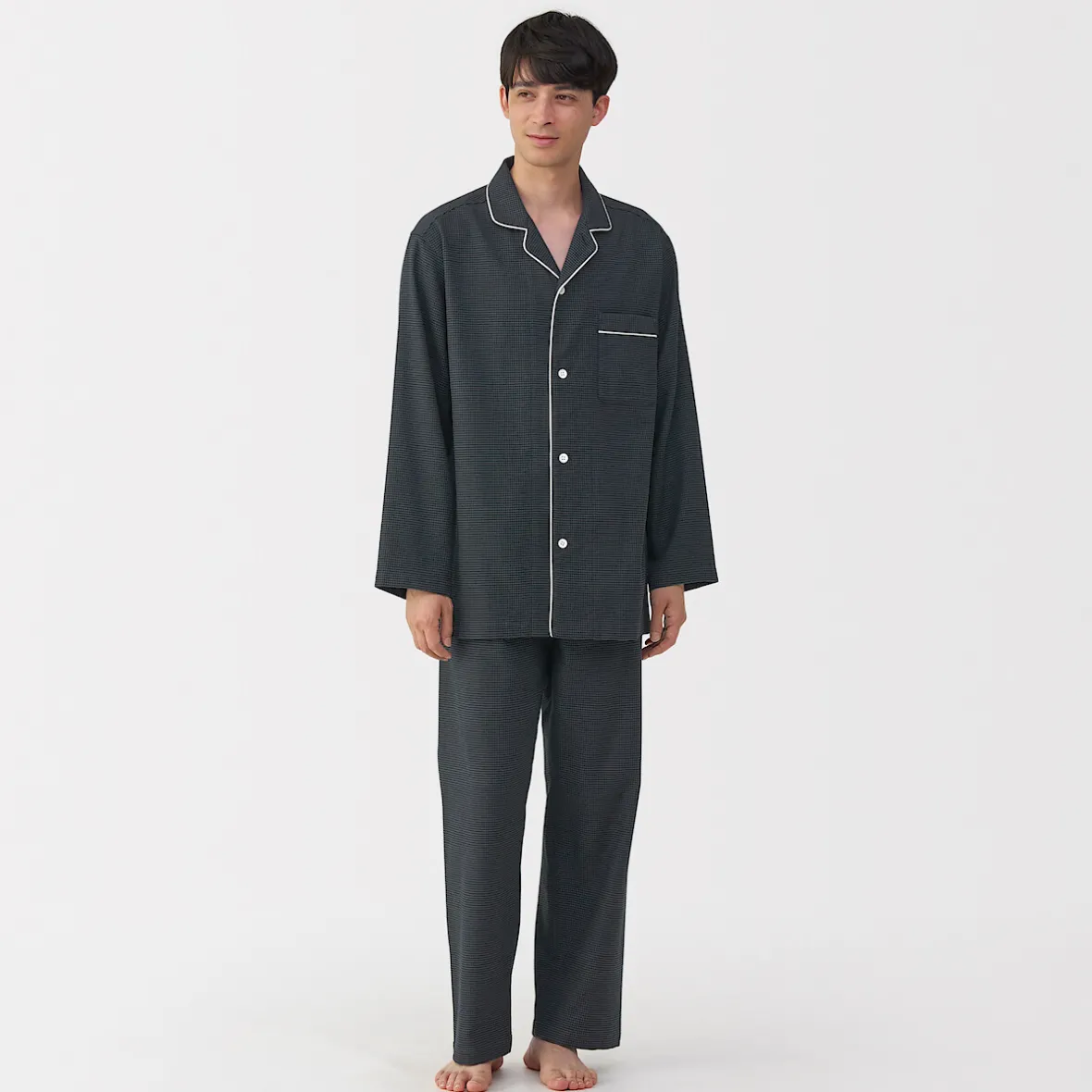 Outlet Muji Pijama de franela sin costuras laterales para hombre