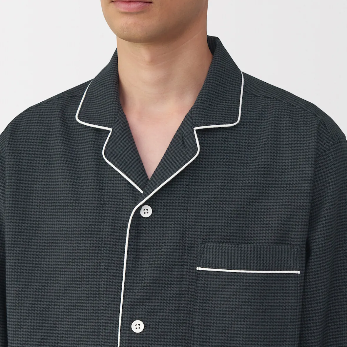 Outlet Muji Pijama de franela sin costuras laterales para hombre