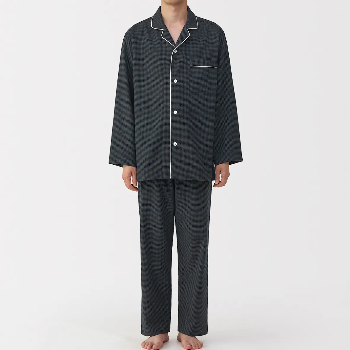 Outlet Muji Pijama de franela sin costuras laterales para hombre