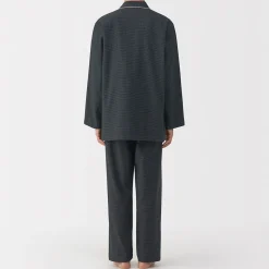 Outlet Muji Pijama de franela sin costuras laterales para hombre