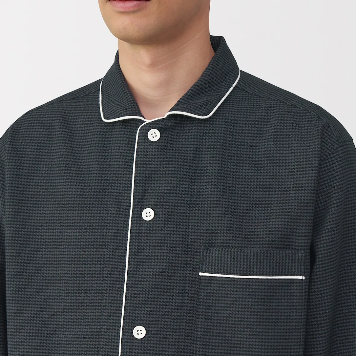 Outlet Muji Pijama de franela sin costuras laterales para hombre