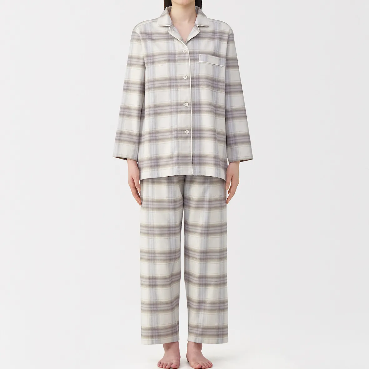 Best Muji Pijama de franela sin costuras laterales para mujer