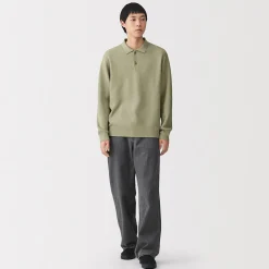 Outlet Muji Polo acanalado en mezcla de algodón para hombre