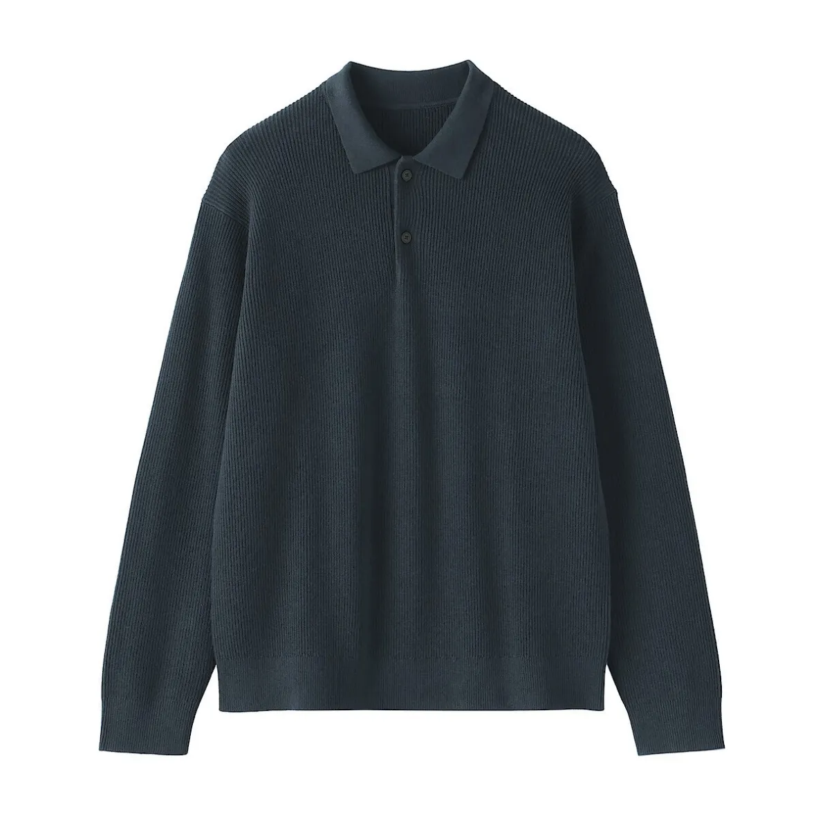 Outlet Muji Polo acanalado en mezcla de algodón para hombre