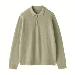 Outlet Muji Polo acanalado en mezcla de algodón para hombre