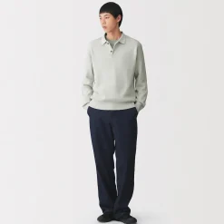 Outlet Muji Polo acanalado en mezcla de algodón para hombre