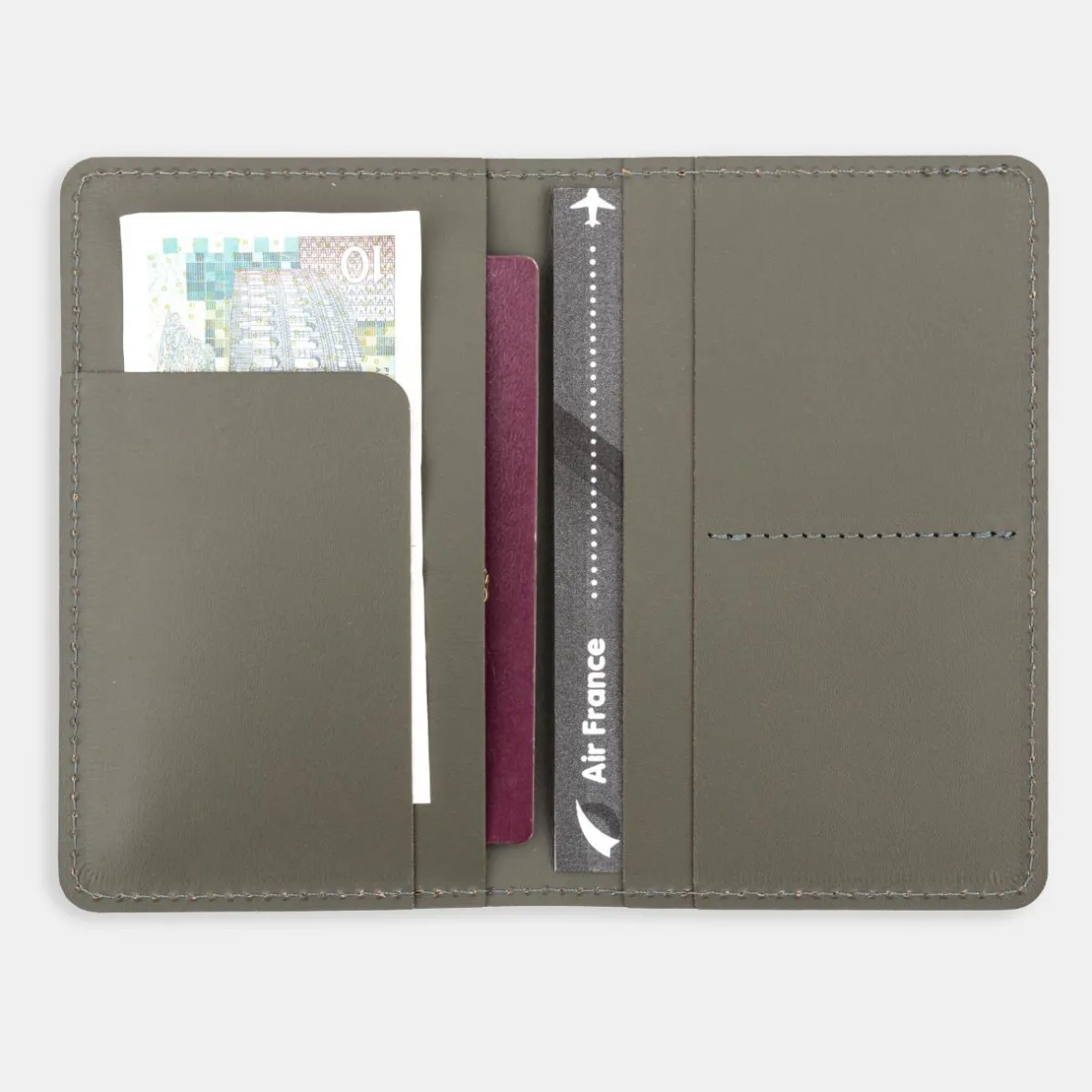 Online Muji Porta pasaportes de cuero reciclado - Caqui
