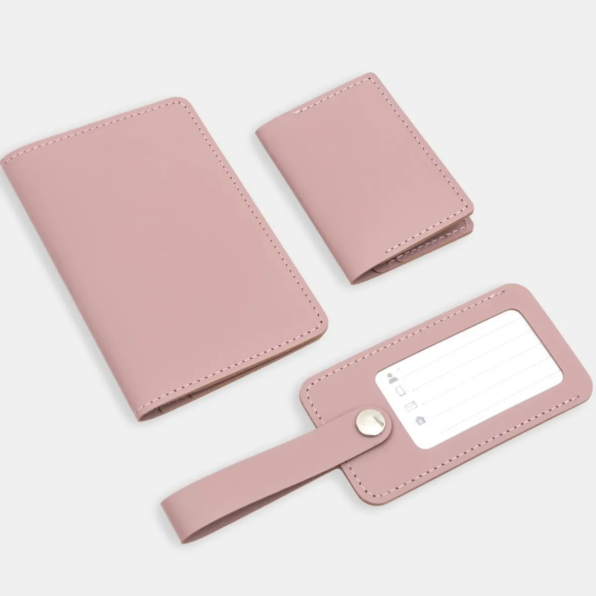 New Muji Porta pasaportes de cuero reciclado - Rosa