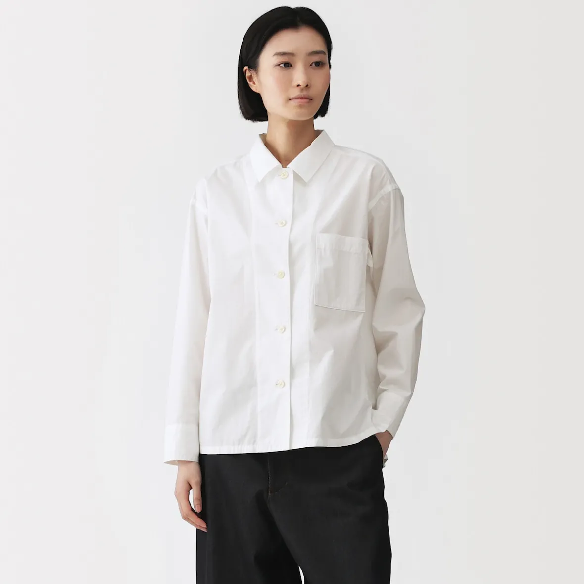 Online Muji Sobrecamisa de algodón orgánico para mujer