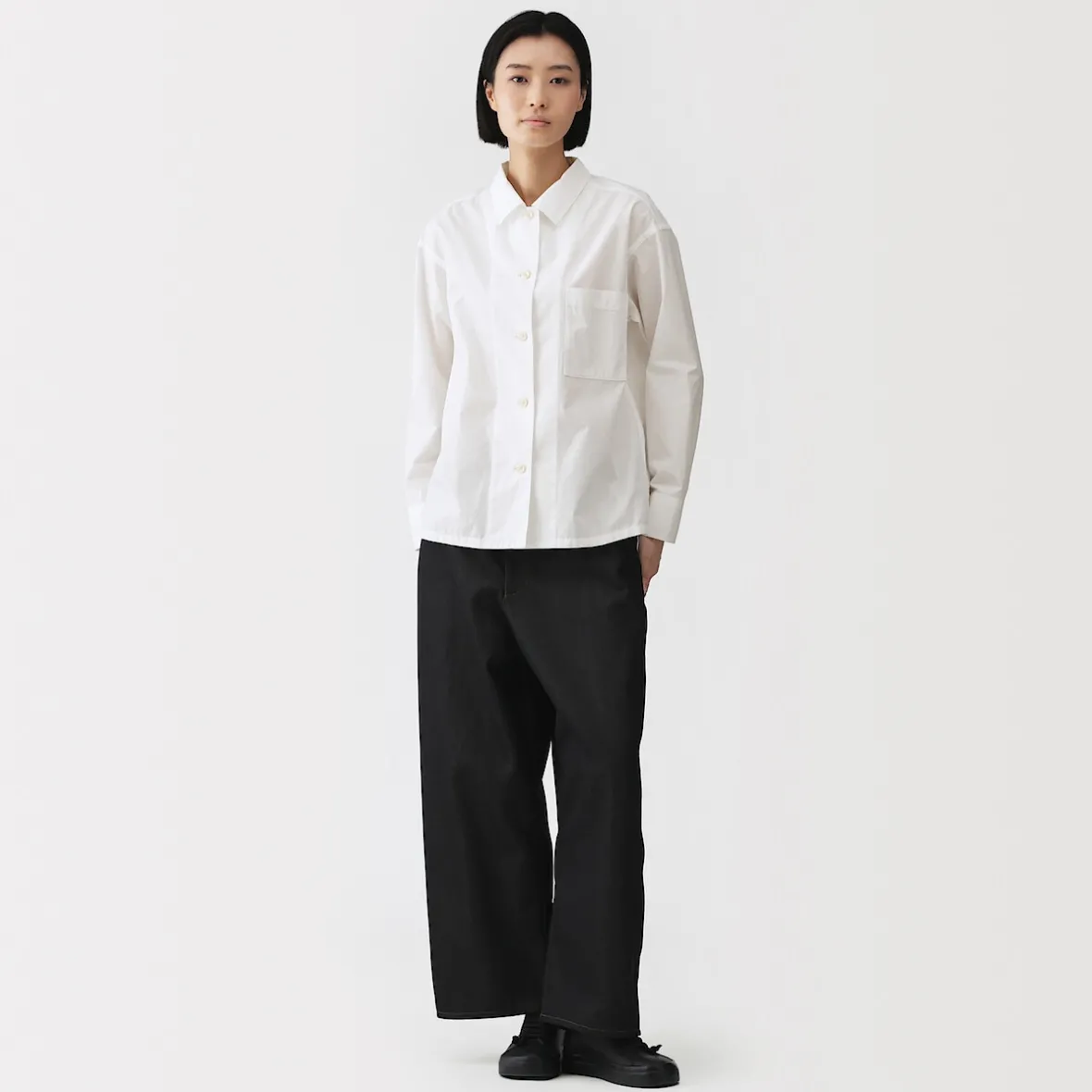 Online Muji Sobrecamisa de algodón orgánico para mujer