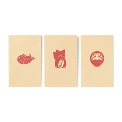 New Muji Sobres pequeños de papel de bambú con diseños de amuletos de la suerte - Kraft