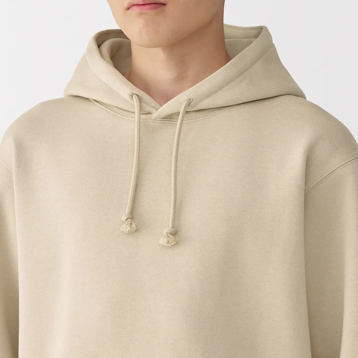 Hot Muji Sudadera con capucha para hombre Marfil