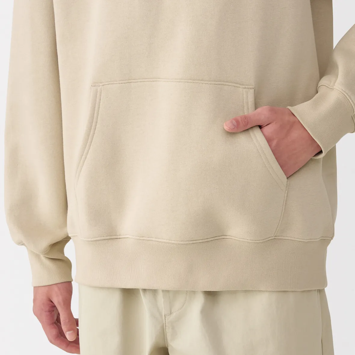 Hot Muji Sudadera con capucha para hombre Marfil