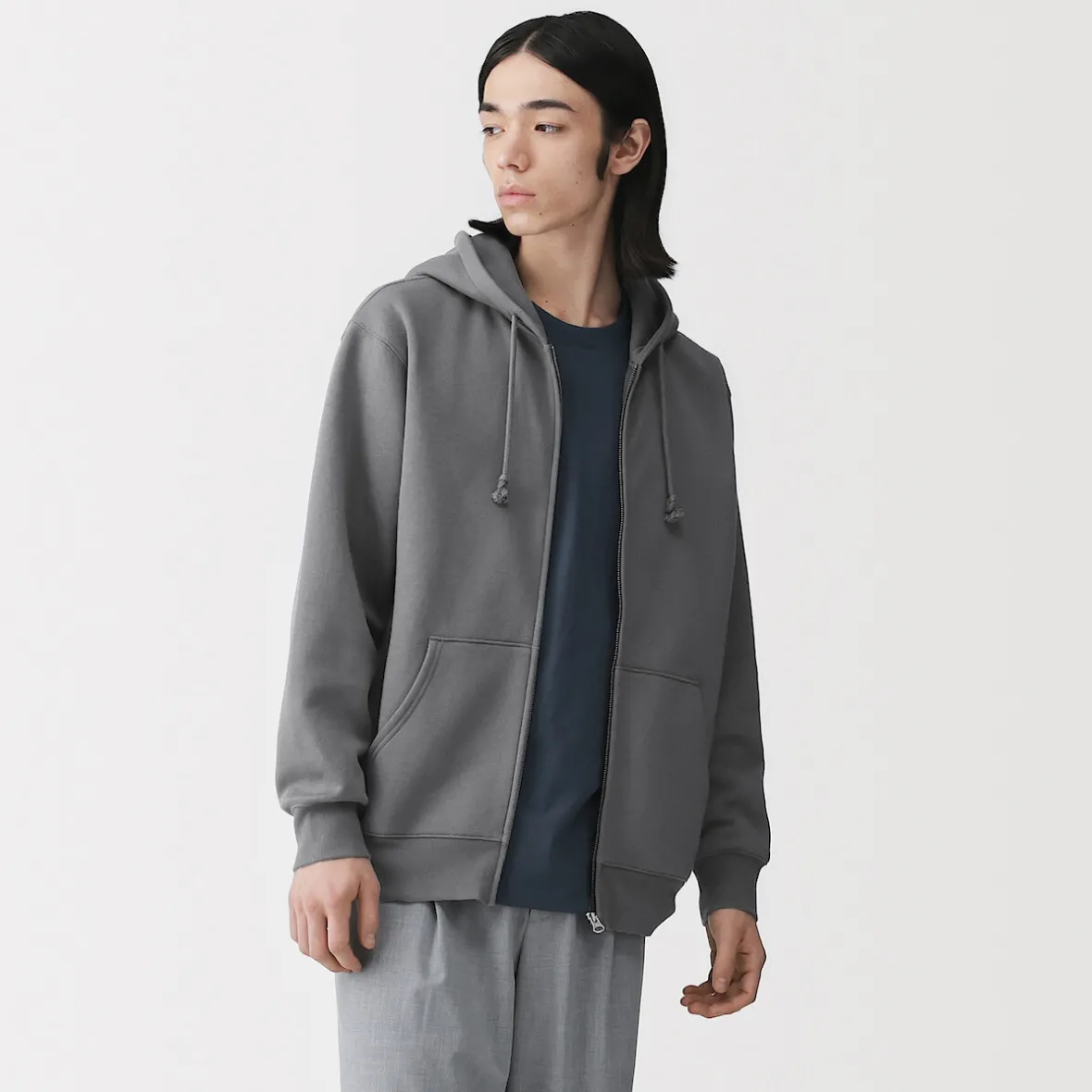 Outlet Muji Sudadera con capucha y cremallera para hombre