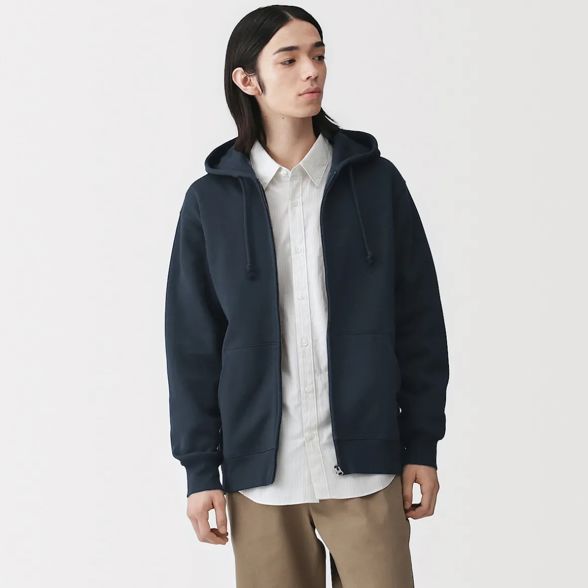 Outlet Muji Sudadera con capucha y cremallera para hombre
