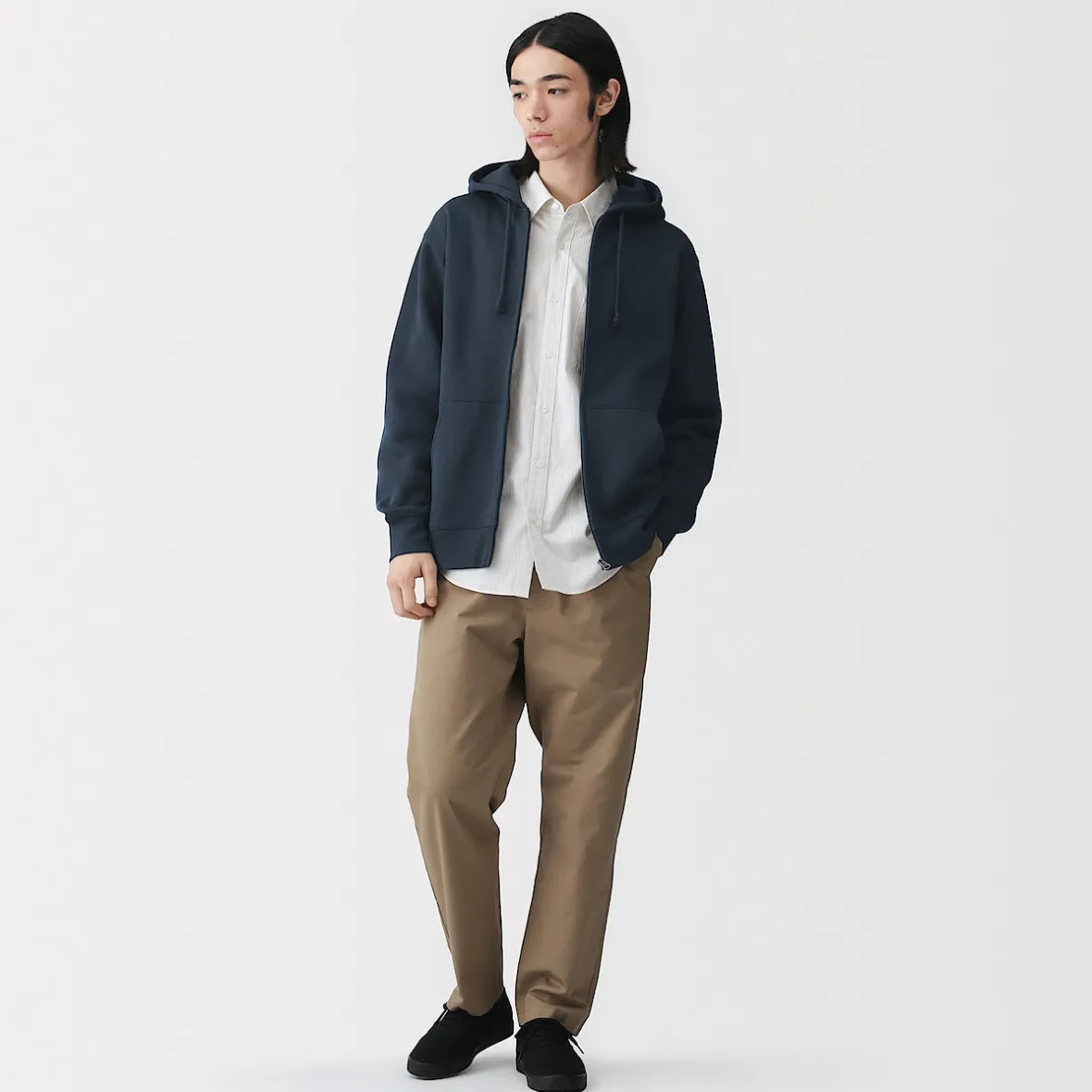 Outlet Muji Sudadera con capucha y cremallera para hombre