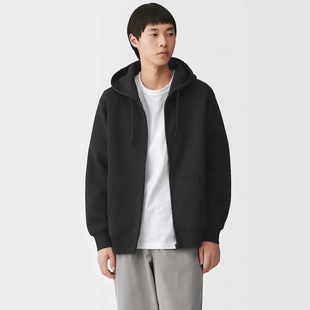 Outlet Muji Sudadera con capucha y cremallera para hombre