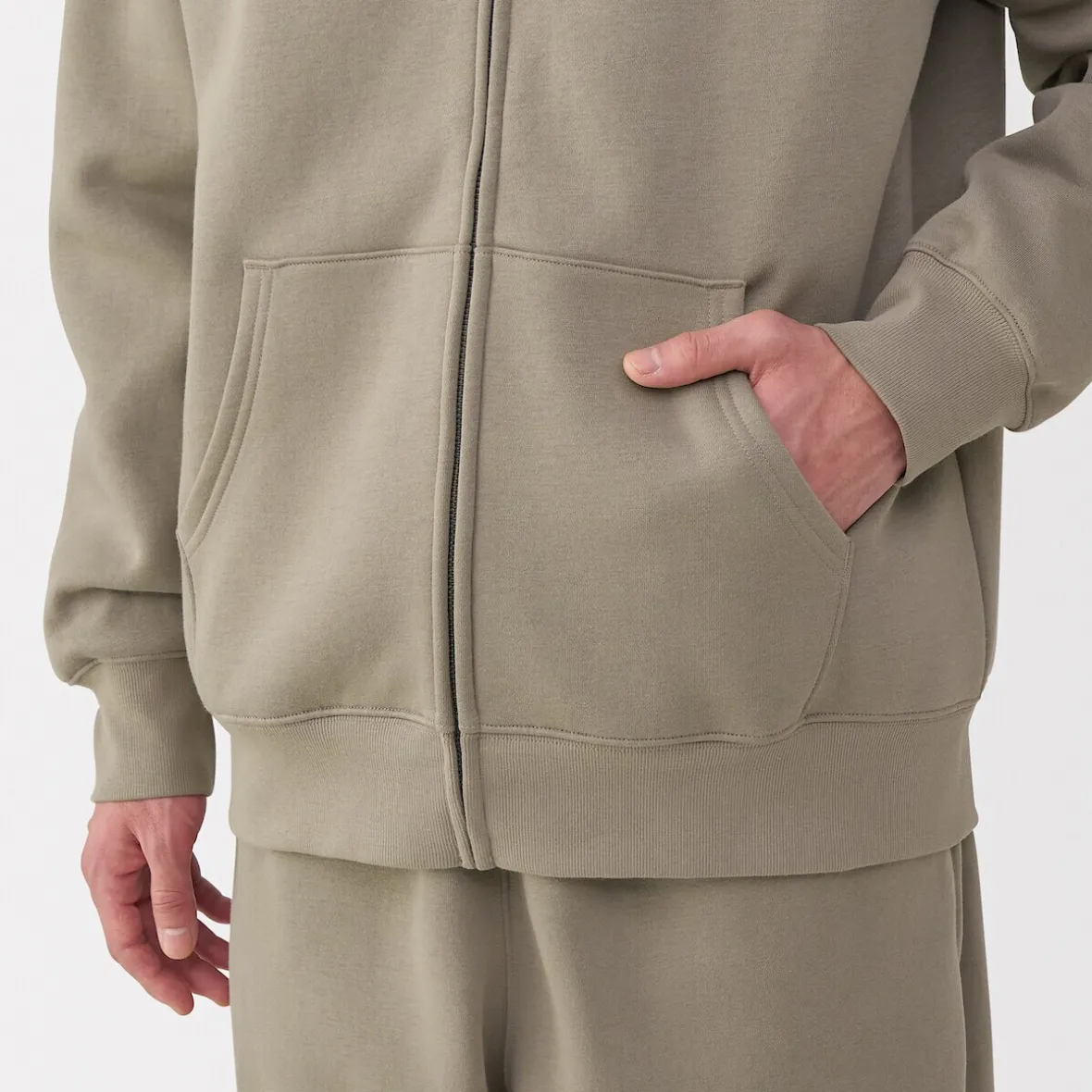 Outlet Muji Sudadera con capucha y cremallera para hombre