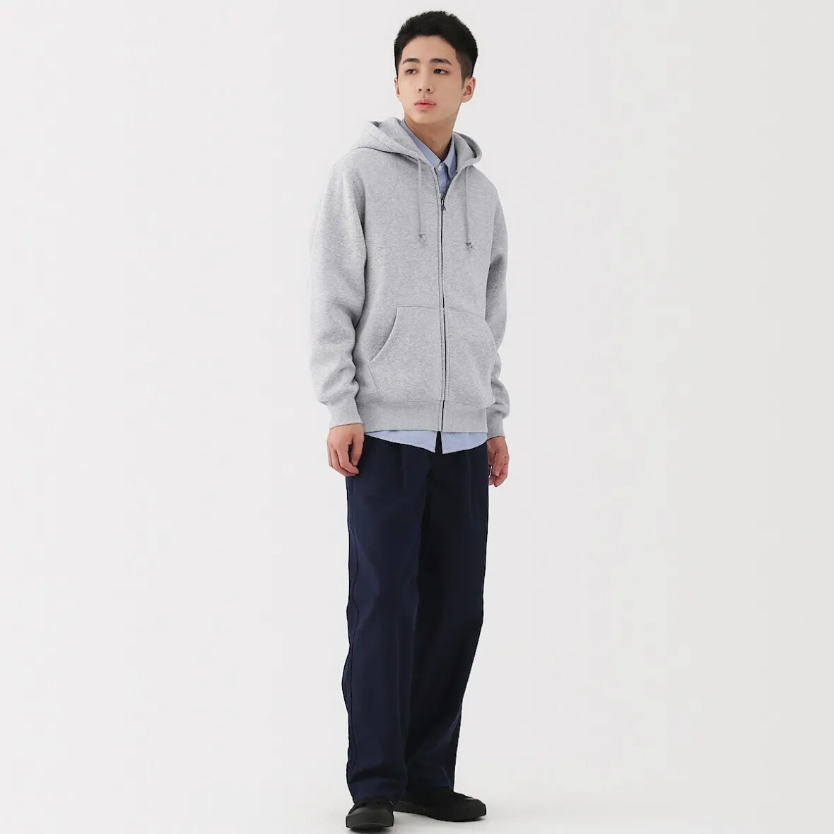 Outlet Muji Sudadera con capucha y cremallera para hombre