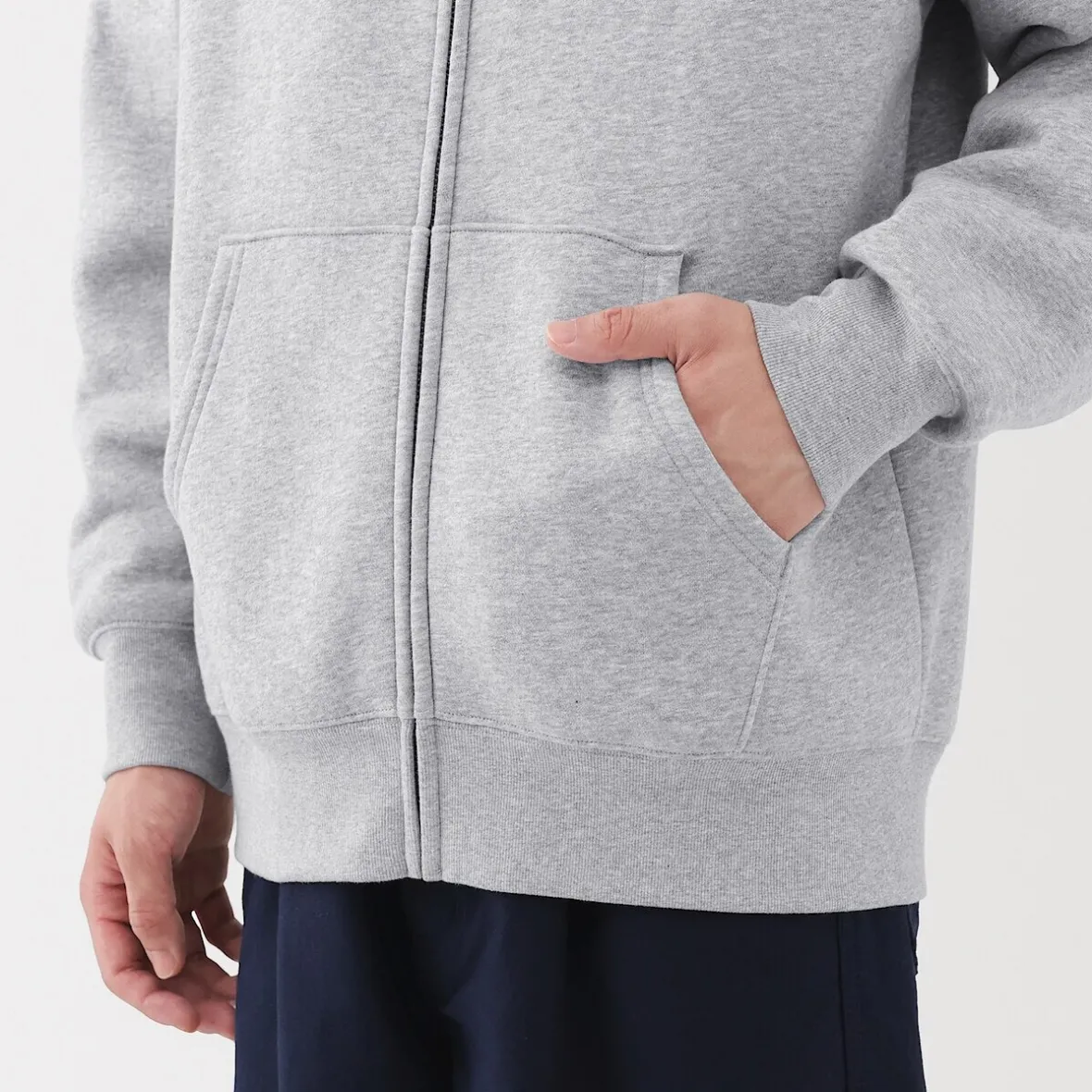 Outlet Muji Sudadera con capucha y cremallera para hombre