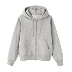 Outlet Muji Sudadera con capucha y cremallera en mezcla de algodón para mujer