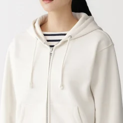 Outlet Muji Sudadera con capucha y cremallera en mezcla de algodón para mujer